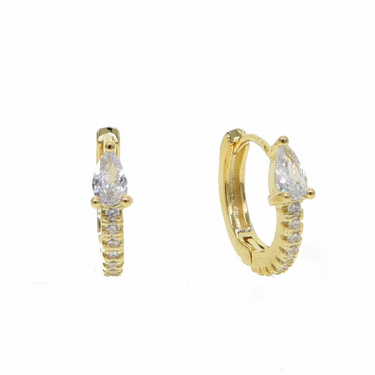 5 Colors Teardrop Birthstone Cz Mini Small Huggie Hoop Earring Minimal Delicate Multi Piercing Small Earrings
