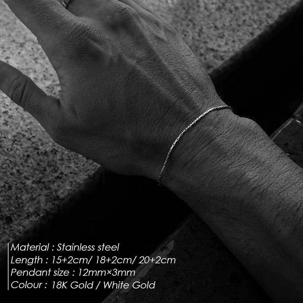 No Color Loss Jewelry Bracelet Minimalist Men'S Stainless Steel Waterproof White Gold Bracelet Wholesale Direct Sale