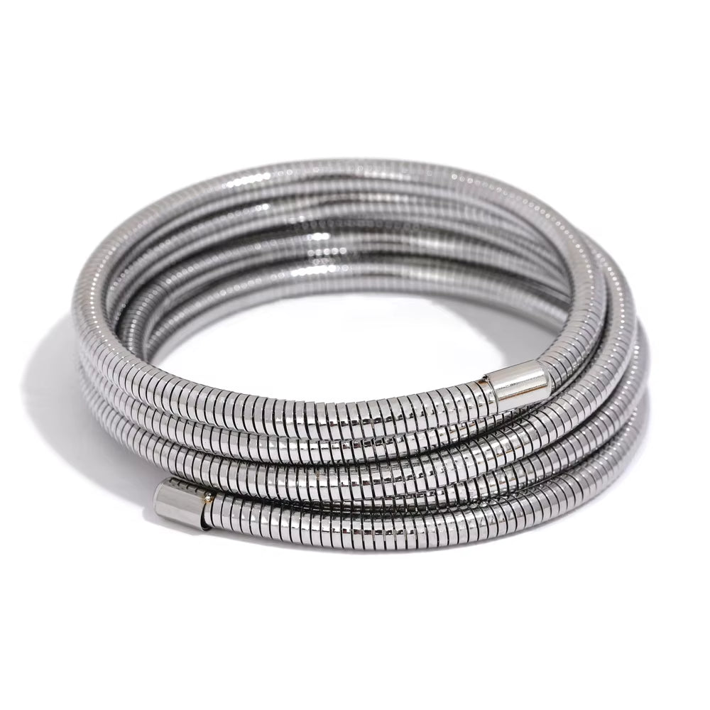 Stainless Steel Stackable Multi-Layer Wrap Arm Bracelet Bangle Metal Elastic Waterproof Fashion Unisex Jewelry Men Women