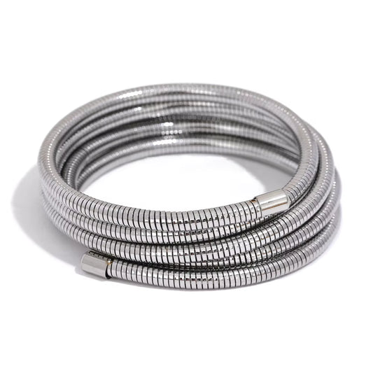 Stainless Steel Stackable Multi-Layer Wrap Arm Bracelet Bangle Metal Elastic Waterproof Fashion Unisex Jewelry Men Women