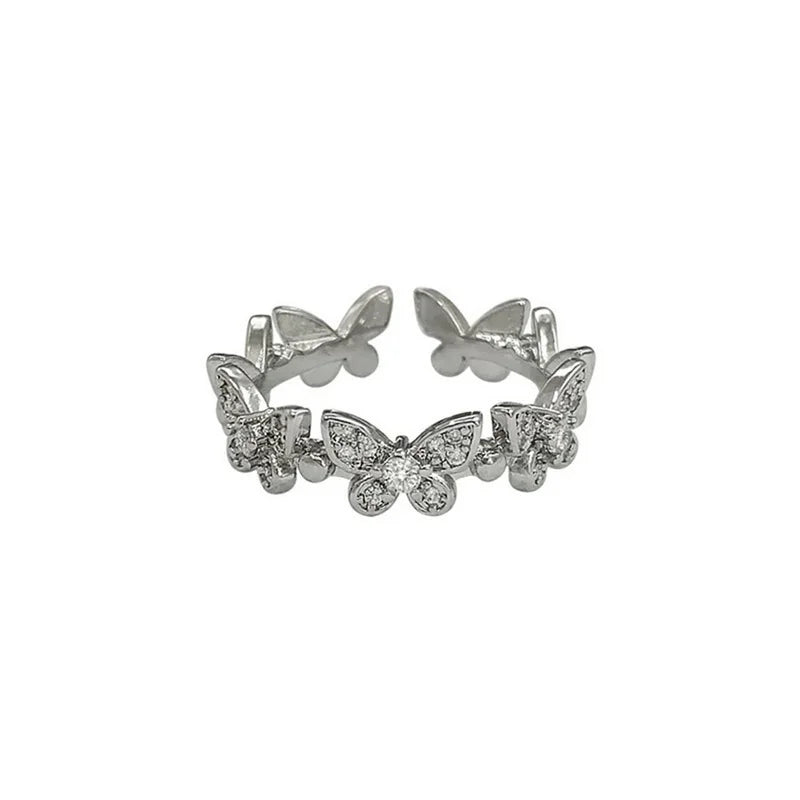 Fashion Silver Color Dancing Moving Butterfly Rings Dainty Insect Minimalist Rings for Women French Jewlery 2022 Trend Anillos