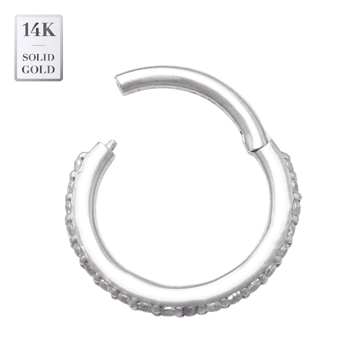 14K REAL Solid Gold Cubic Zirconia Body Hoop Ring Nose Cartilage Earring Minimal