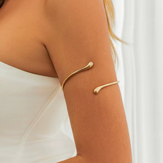 Ingesight Z Simple Metal Water Drop Open Upper Arm Bracelet Fashion Smooth Metal Arm Bracelet Women'S Aesthetic Vintage Jewelry