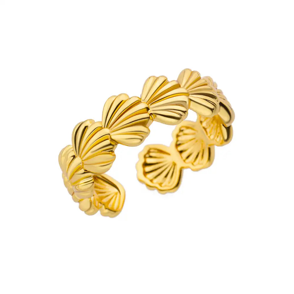 Minimalist Texture Stainless Steel Geometric Rings for Women Gold Color Opening Couple Ring Aesthetic Wedding Christmas Jewelry