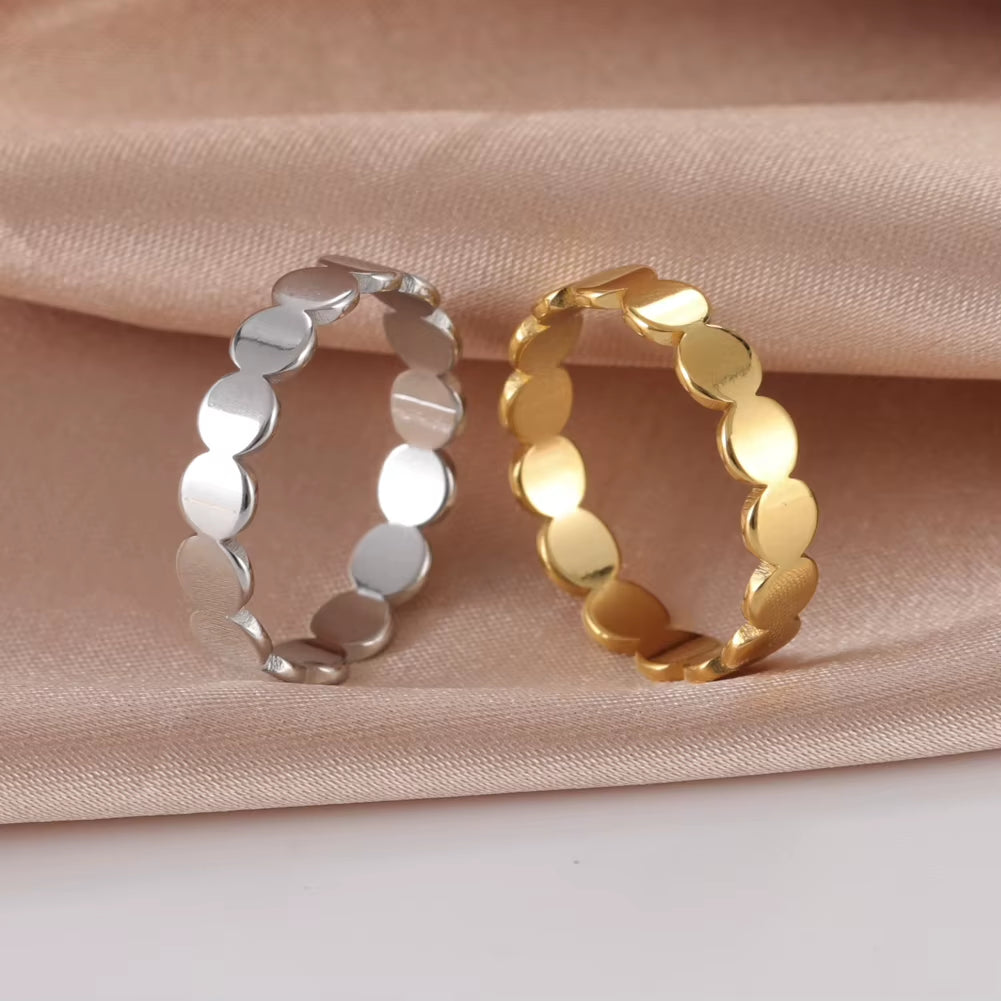 Fashion Geometric round Minimalist Rings for Women Girls Gold Color Stainless Steel Ring Wedding Party Jewelry Wholesale