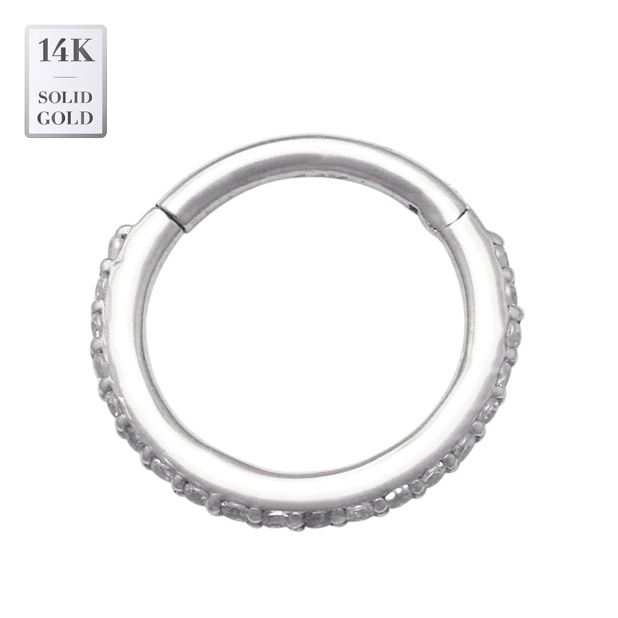 14K REAL Solid Gold Cubic Zirconia Body Hoop Ring Nose Cartilage Earring Minimal