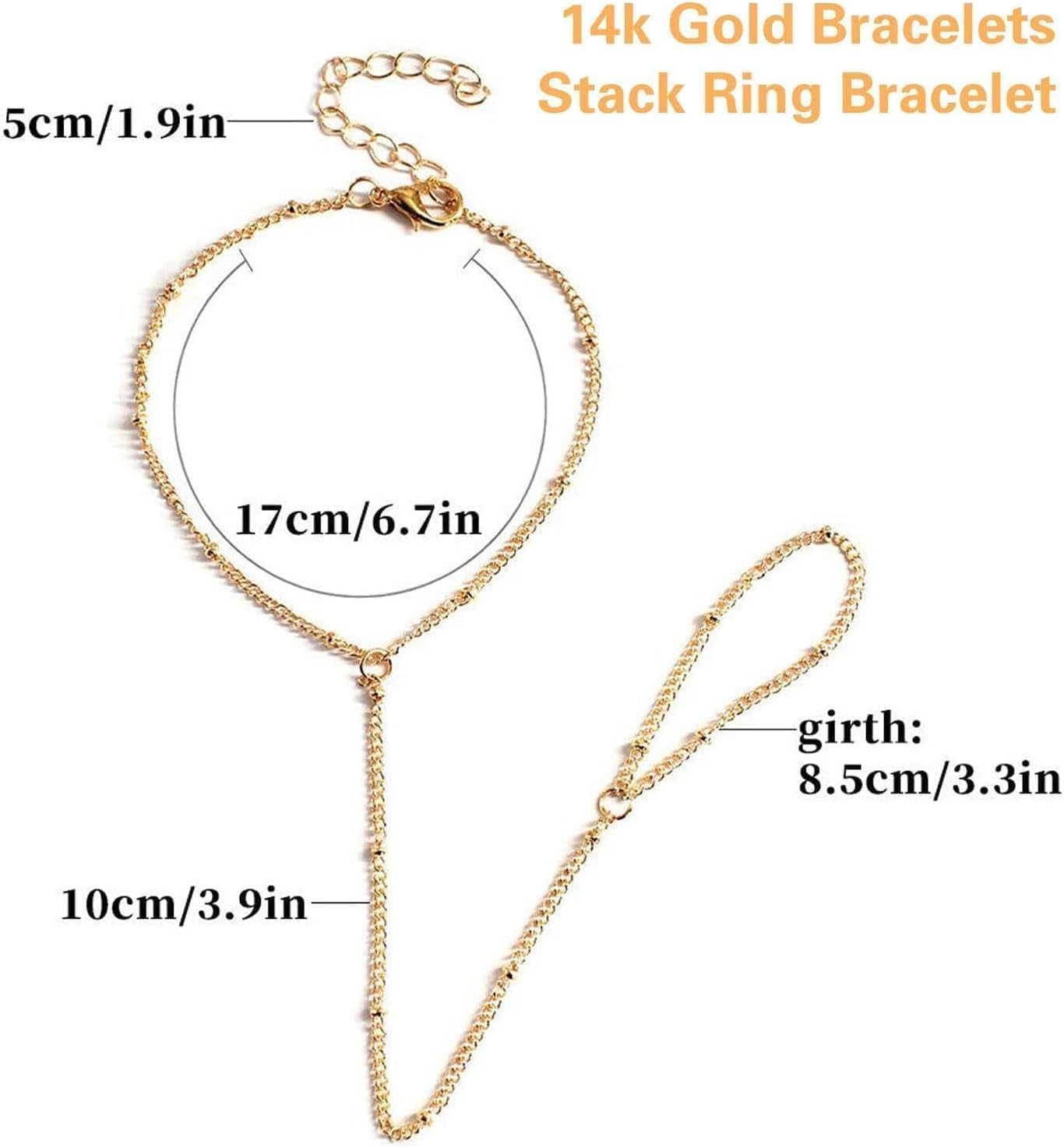 Hand Chain Bracelet Gold Bracelets Fing Ring Silver Rhinestone Chain Hand Jewelry Gifts for Women Trendy Stuffers